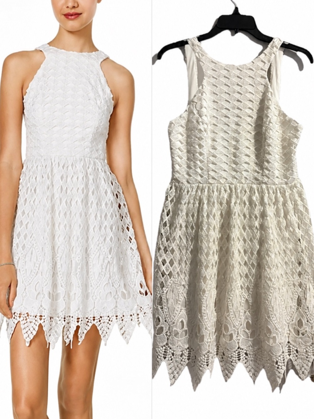 City Studios Women’s Juniors White Lace Sleeveless Lined Feminine Dress